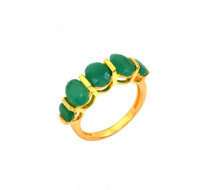 14k Yellow Gold Plated Sterling Silver Oval Emerald Ring