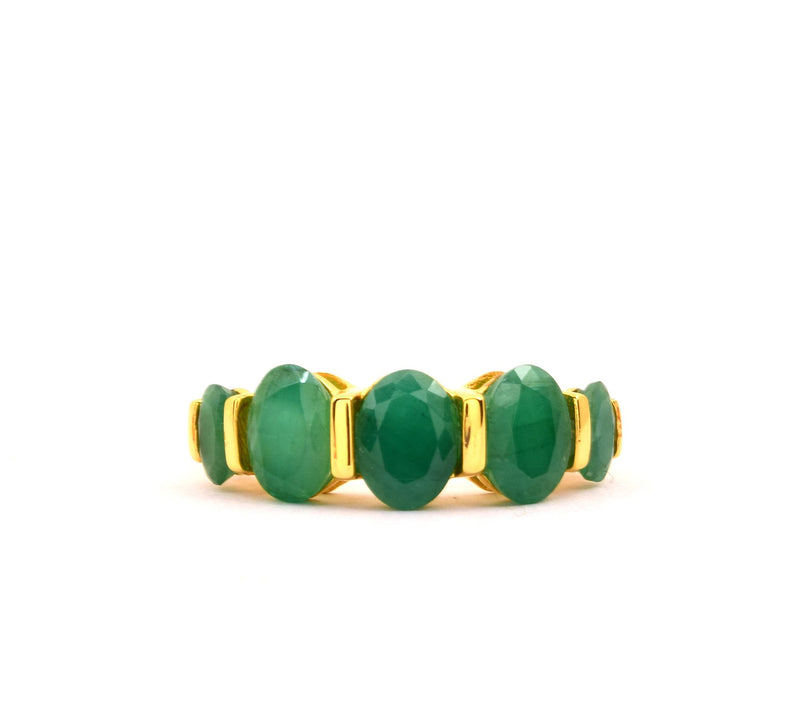 14k Yellow Gold Plated Sterling Silver Oval Emerald Ring — View 5