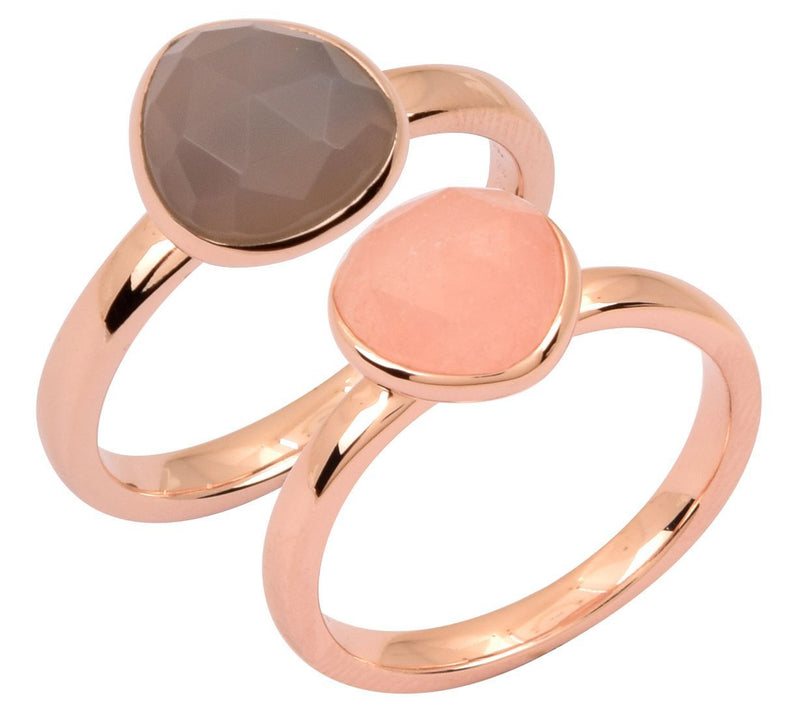 14k Rose Gold Plated Sterling Grey Chalcedony Q uartz Ring — Main view