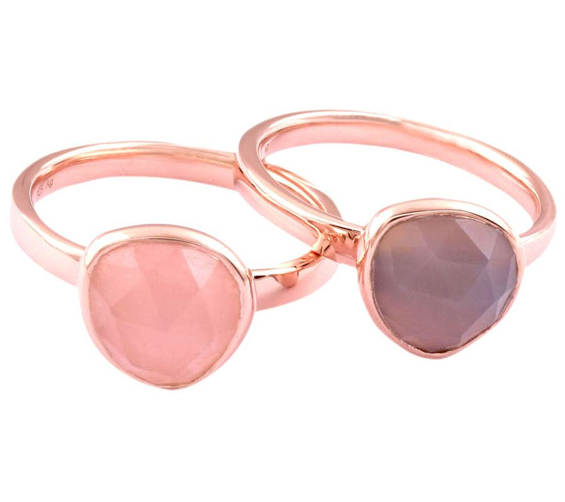 14k Rose Gold Plated Sterling Grey Chalcedony Q uartz Ring — View 7