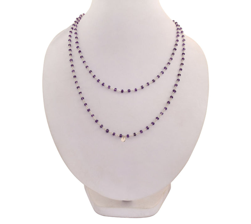 Sterling Silver Amethyst Beads Rosary Chain Nec klace — View 6