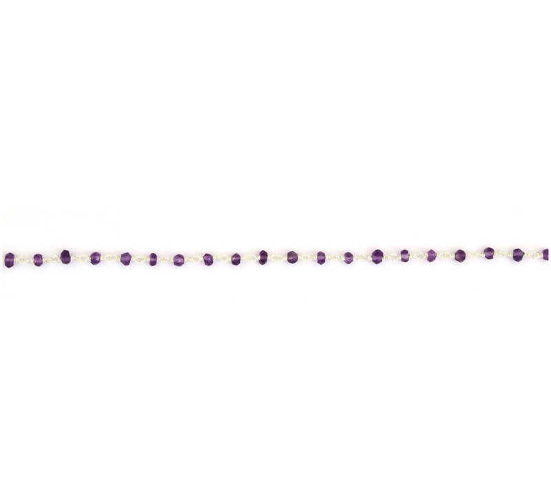 Sterling Silver Amethyst Beads Rosary Chain Nec klace — View 5