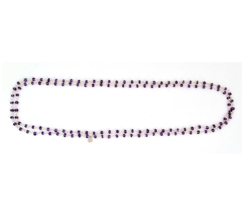 Sterling Silver Amethyst Beads Rosary Chain Nec klace — View 4