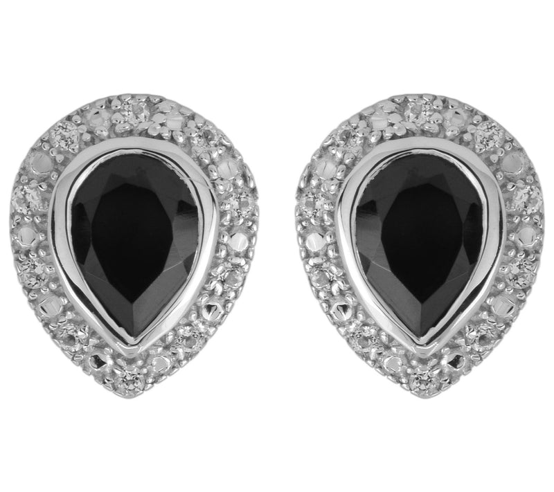 Sterling Silver Black Spinel & White Topaz Earrngs — Main view