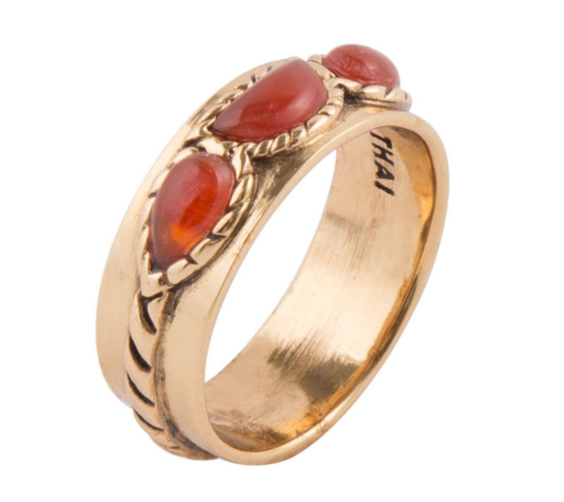 Barse Artisan Crafted Genuine Carnelian Band Ring — Main view