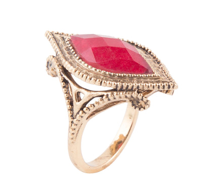 Barse Artisan Crafted Dyed Bordeaux Quartz Statement Ring