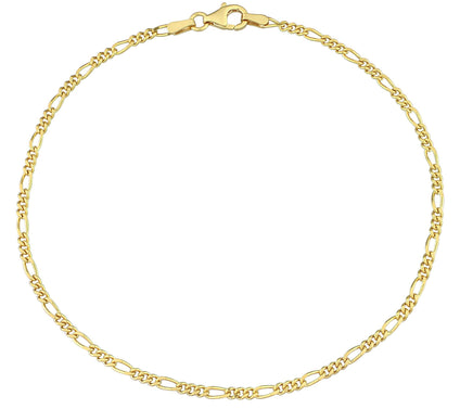9" Diamond Cut Figaro Chain Anklet, Sterling