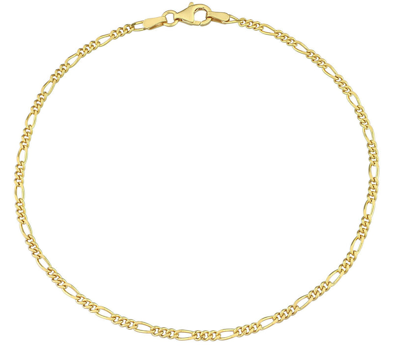 9" Diamond Cut Figaro Chain Anklet, Sterling — View 3