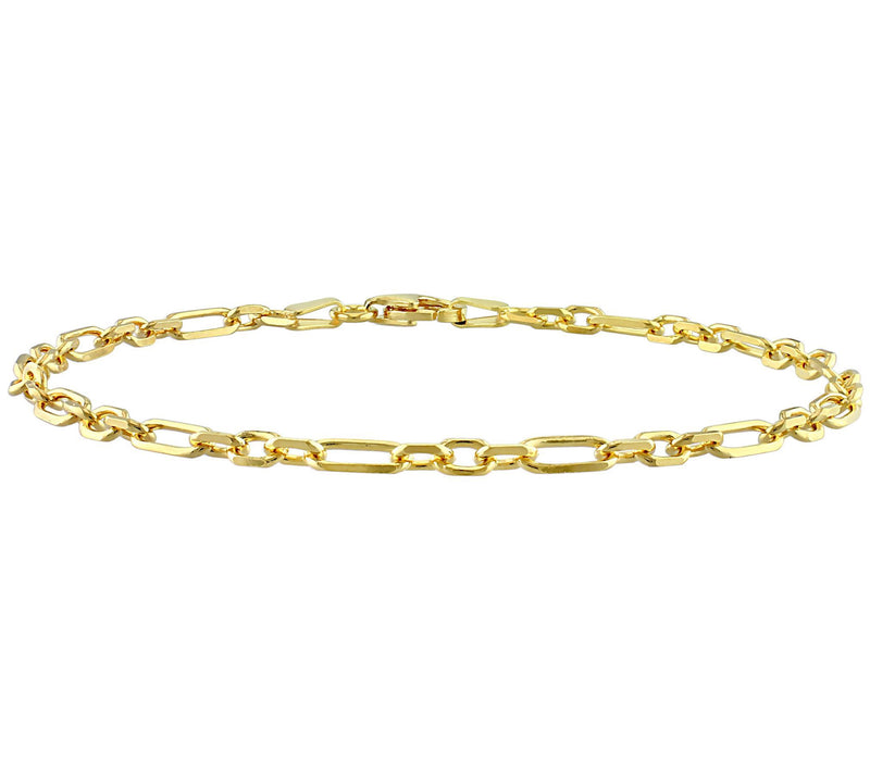 3 mm Diamond Cut Figaro Chain Bracelet, Sterlin — View 3
