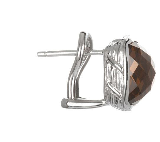 Ariva Sterling Silver Ginger Quartz Button Earrings — View 4