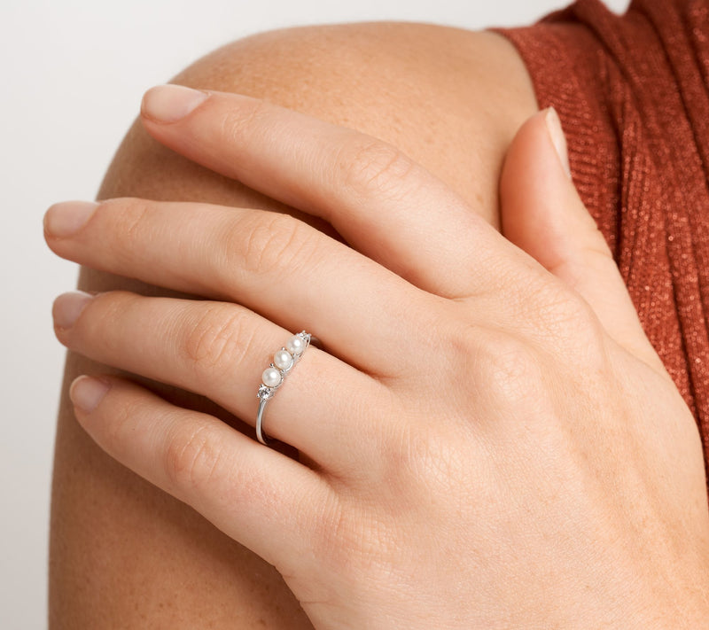 Diamonique Sterling Silver Cultured Freshwaterearl Band — View 3