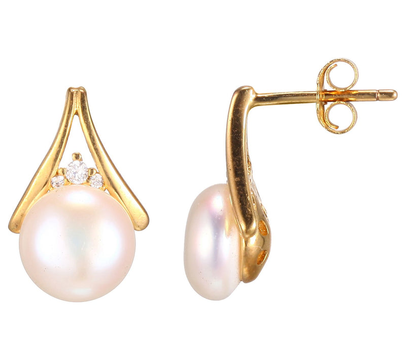 Diamonique and Cultured Freshwater Pearl Earrings — Main view