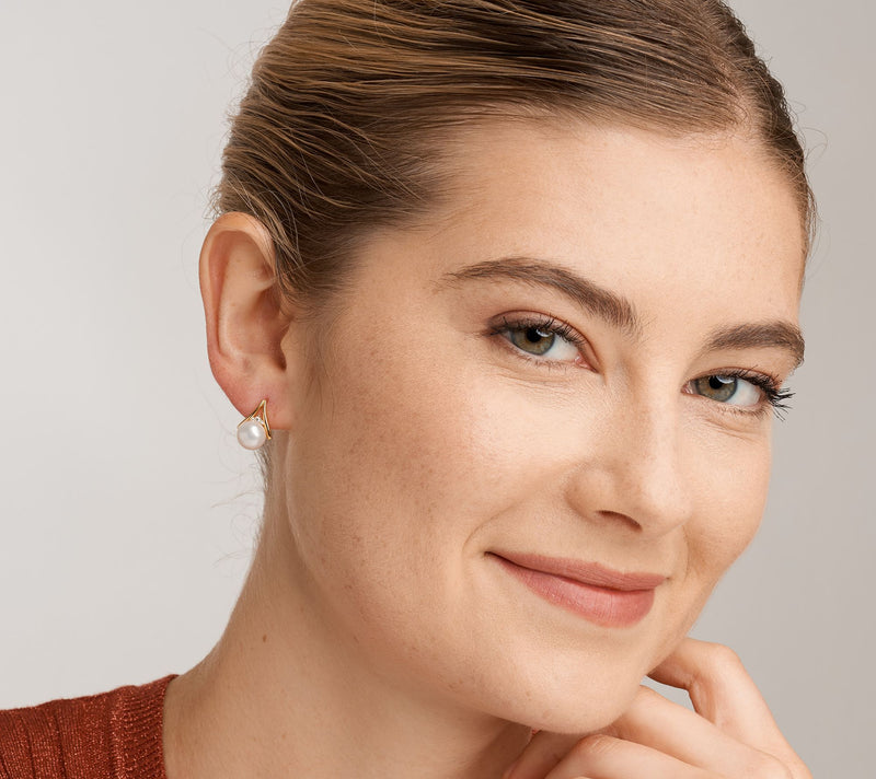 Diamonique and Cultured Freshwater Pearl Earrings — View 6