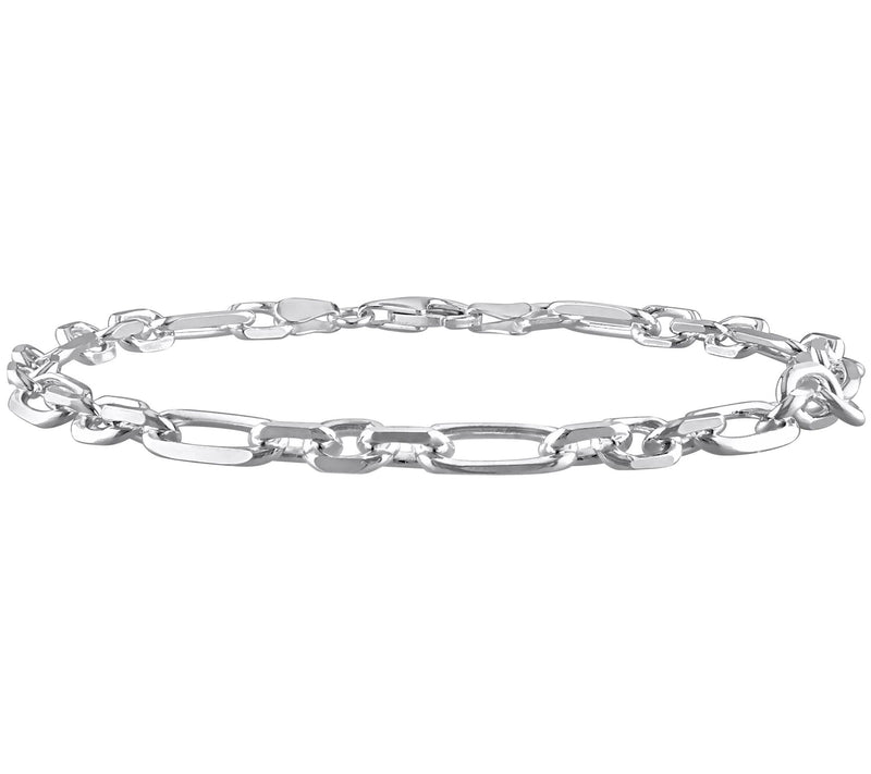Sterling Silver 9" Diamond Cut Figaro Chain Ankle Bracelet — Main view