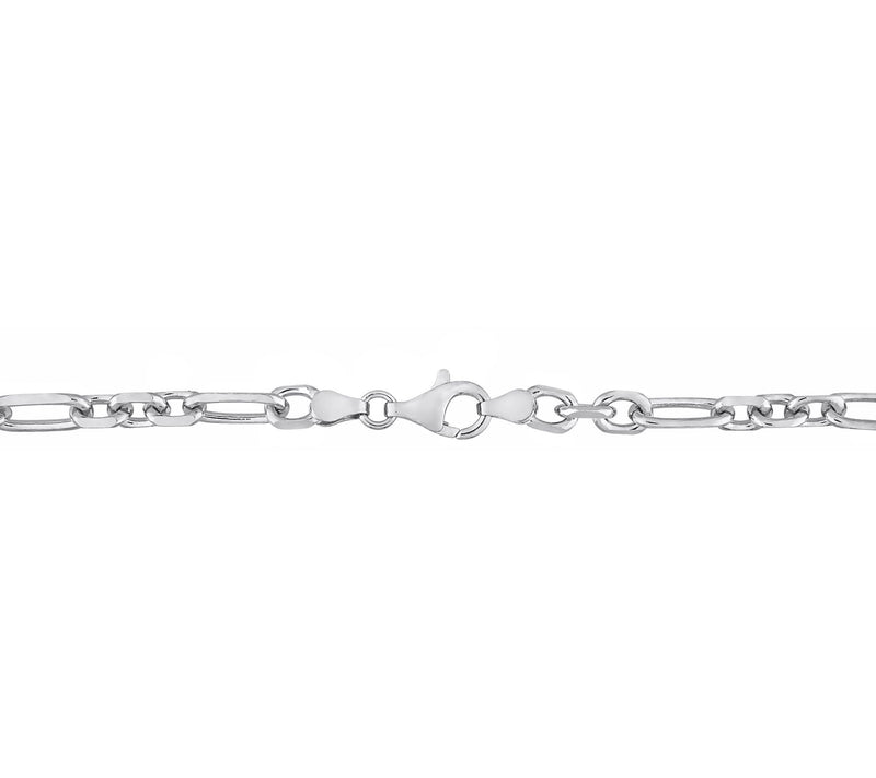 Sterling Silver 9" Diamond Cut Figaro Chain Ankle Bracelet — View 4