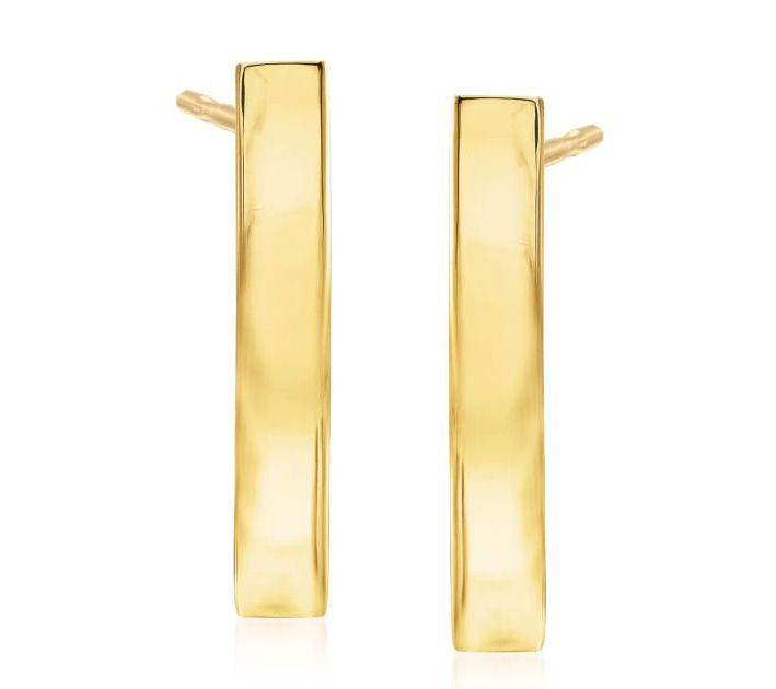 Alkeme 10K Gold Bar Earrings - Hana — View 3