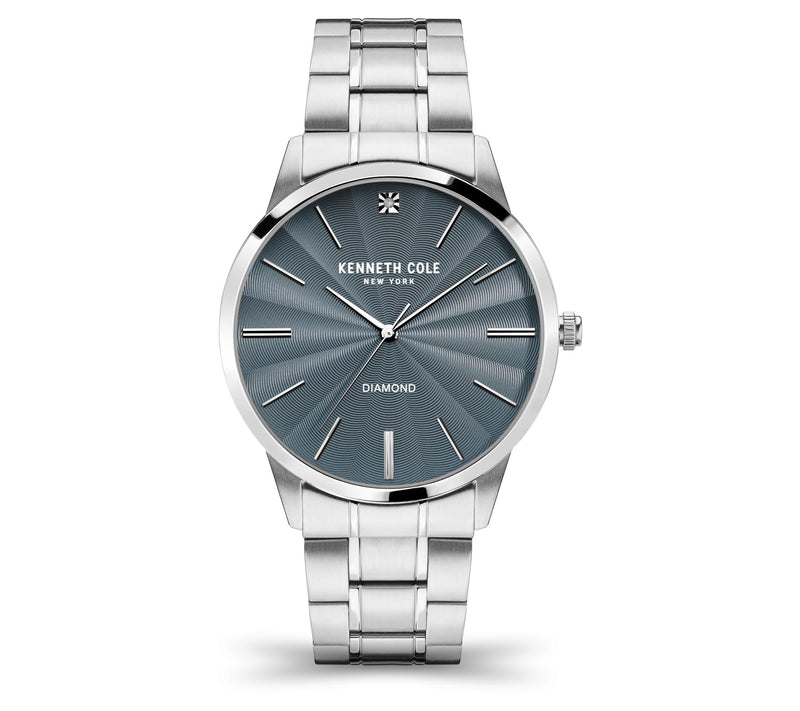Kenneth Cole New York Men's 3-Hand Blue Dial Br acelet Watch — Main view