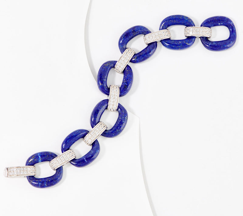 Affinity Gems Opaque Gemstone & White Zircon Link Bracelet, Sterling Silver — View 5