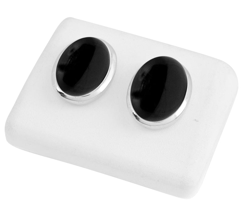 Affinity Gems Black C. Chalcedony Sterling Stud Earrings — View 4