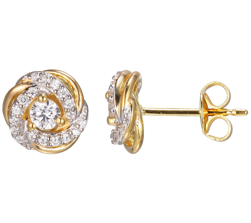 Diamonique Love Knot Bracelet & Earring Set, 18Gold Clad — View 4
