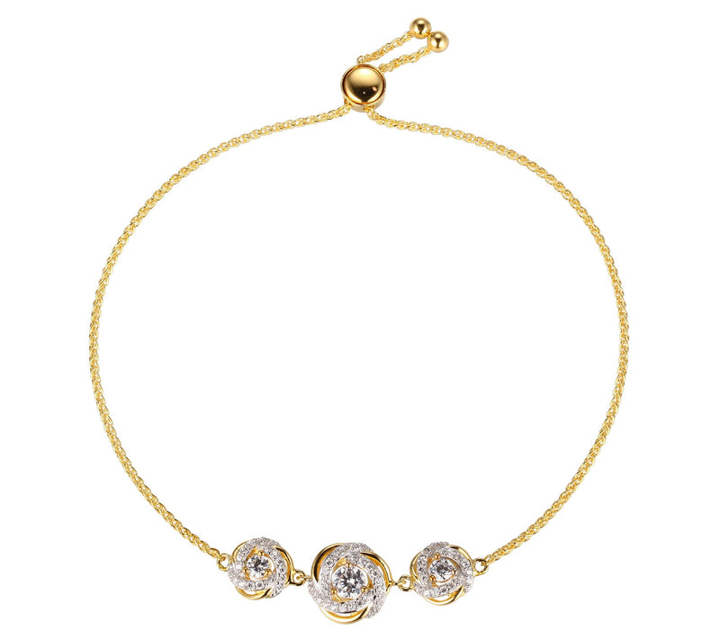 Diamonique Love Knot Bracelet & Earring Set, 18Gold Clad — View 5