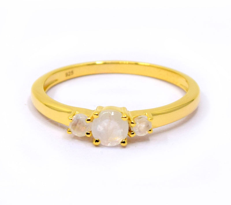 Affinity Gems Gold Plated Sterling Rainbow Moontone Ring — Main view