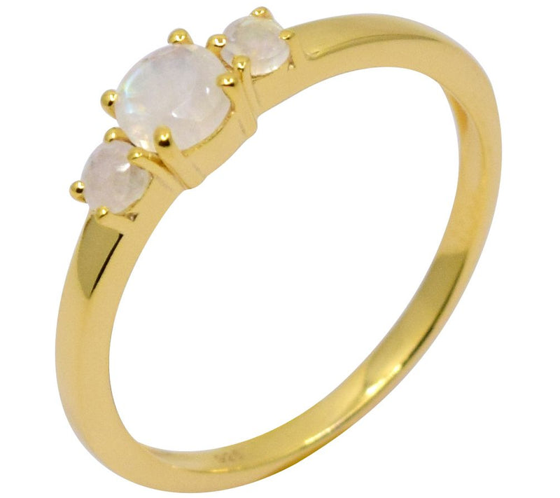 Affinity Gems Gold Plated Sterling Rainbow Moontone Ring — View 5