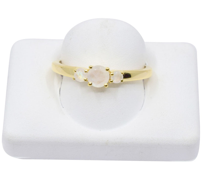 Affinity Gems Gold Plated Sterling Rainbow Moontone Ring — View 8