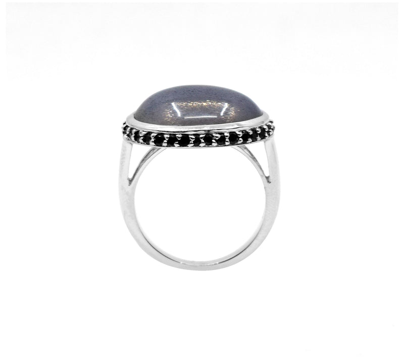 Affinity Gems Gray Moonstone & Black Spinel Steling Ring — View 6