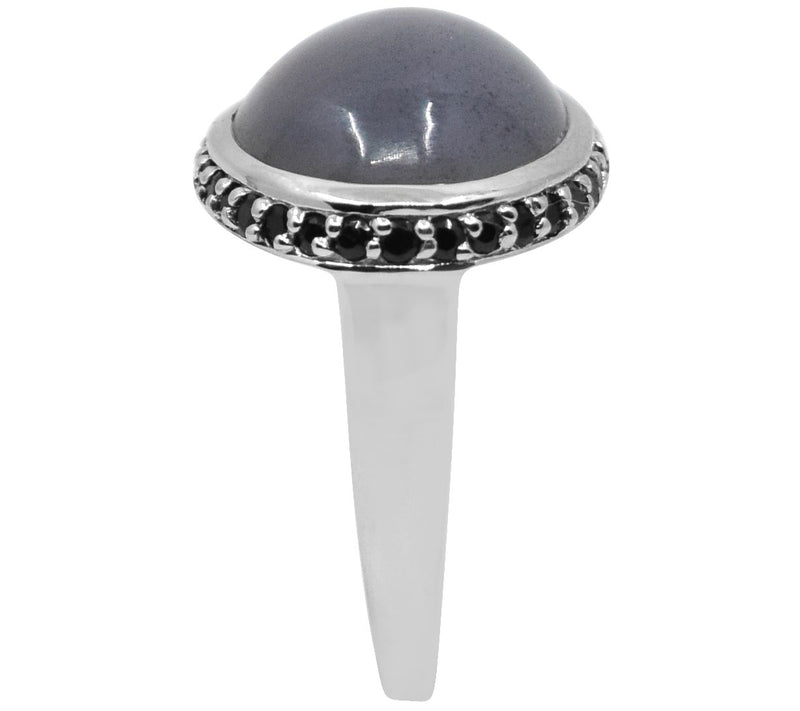 Affinity Gems Gray Moonstone & Black Spinel Steling Ring — View 7