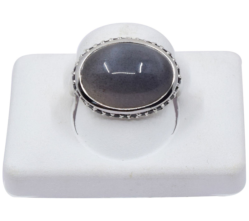 Affinity Gems Gray Moonstone & Black Spinel Steling Ring — View 8