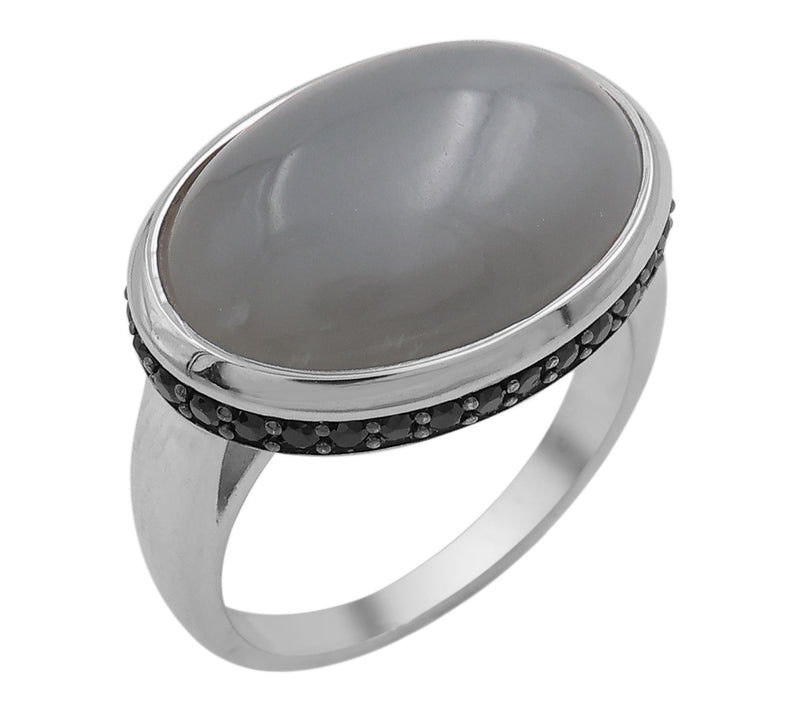 Affinity Gems Gray Moonstone & Black Spinel Steling Ring — View 10