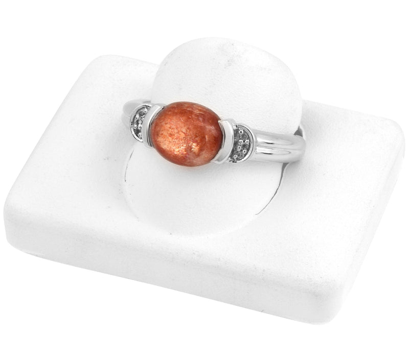Affinity Gems Sterling Silver Sun Stone & WhiteTopaz Ring — View 3