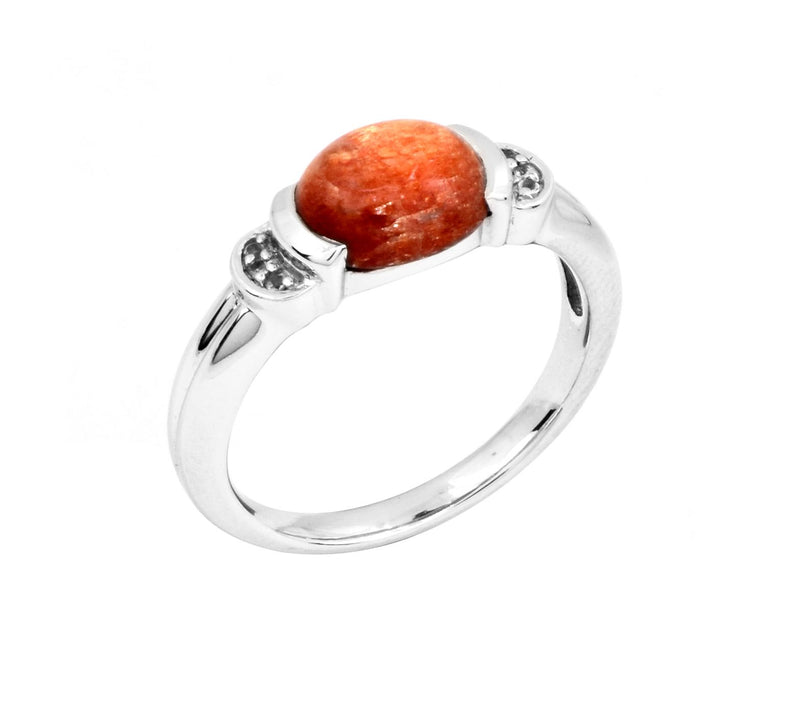 Affinity Gems Sterling Silver Sun Stone & WhiteTopaz Ring — View 7