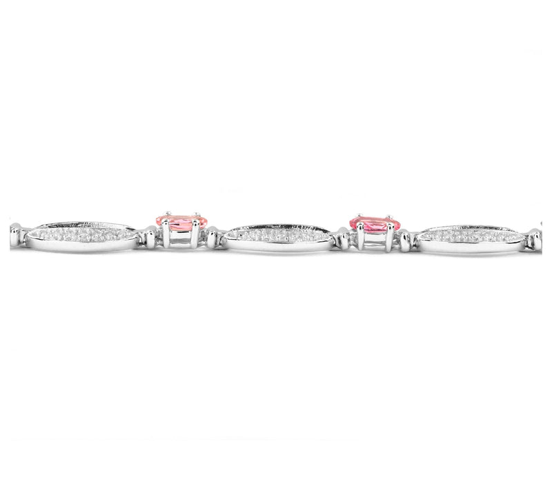 Affinity Gems Sterling Silver Pink Tourmaline Oal Bracelet — View 6