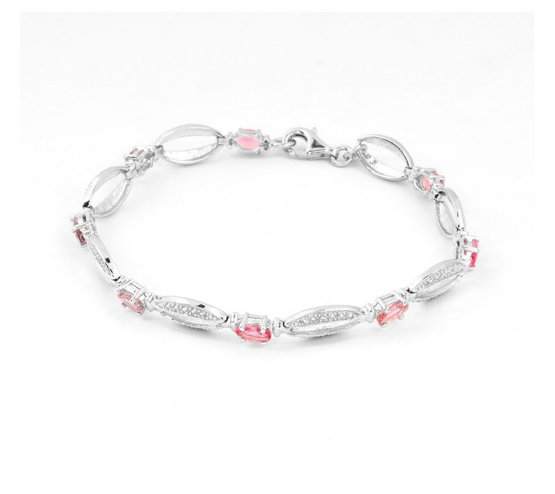 Affinity Gems Sterling Silver Pink Tourmaline Oal Bracelet — View 7