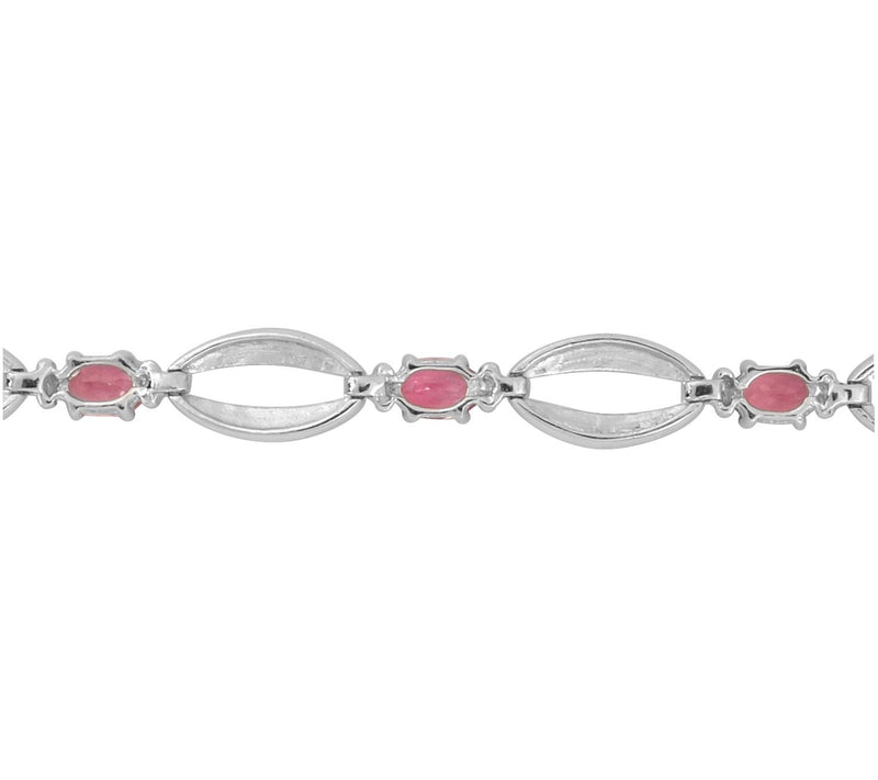 Affinity Gems Sterling Silver Pink Tourmaline Oal Bracelet — View 5