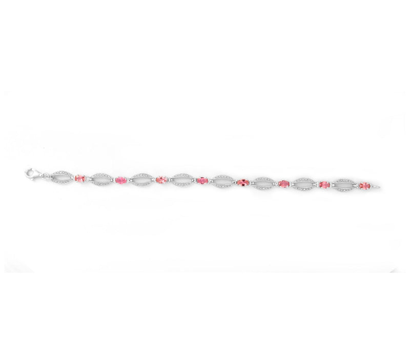 Affinity Gems Sterling Silver Pink Tourmaline Oal Bracelet — View 4