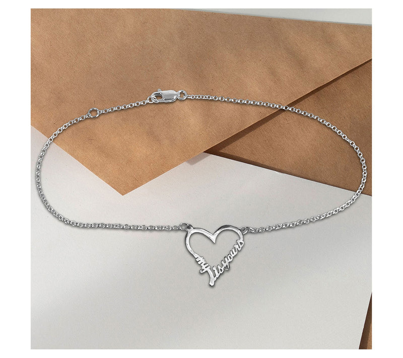 Sterling Silver My Heart Is Yours Open Heart Anklet — View 4
