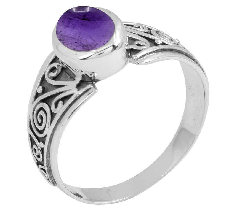 Artisan Crafted Sterling Silver Amethyst Bezel et Ring — Main view