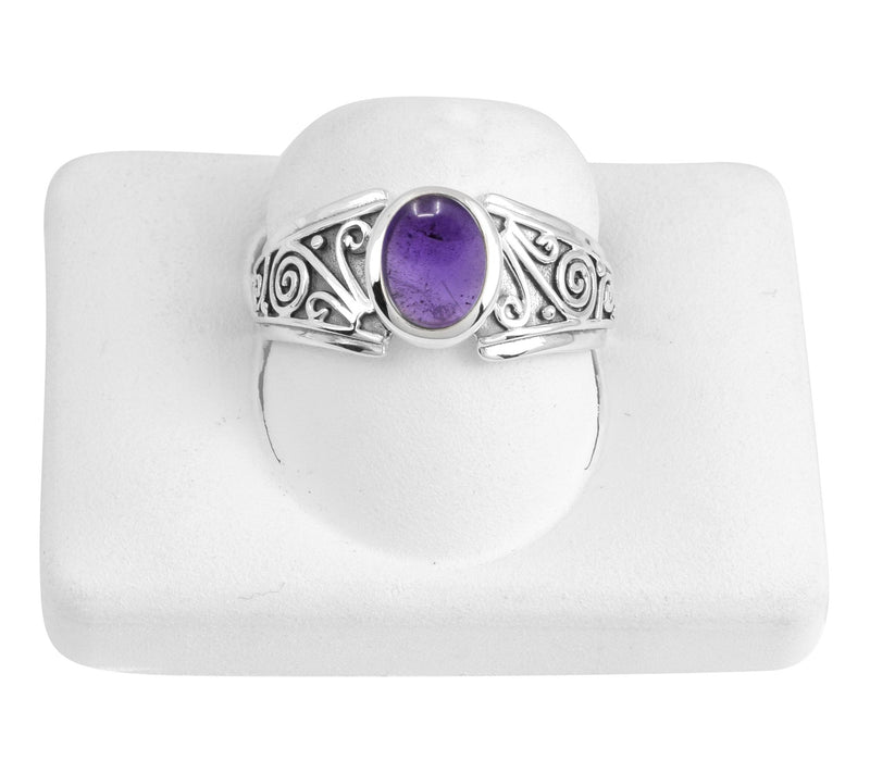 Artisan Crafted Sterling Silver Amethyst Bezel et Ring — View 7