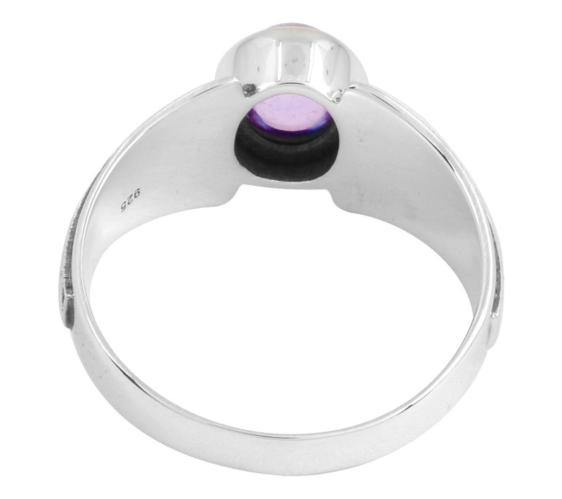 Artisan Crafted Sterling Silver Amethyst Bezel et Ring — View 4