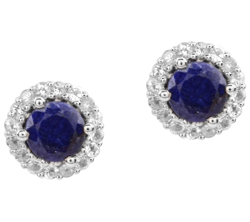 Affinity Gems Korundum Sapphire and White TopazEarrings — View 4