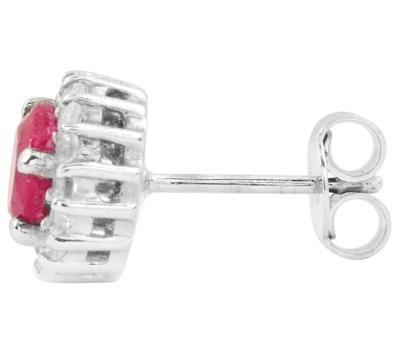Affinity Gems Dyed Red Corundumand Halo Earri ngs, Sterling — View 5