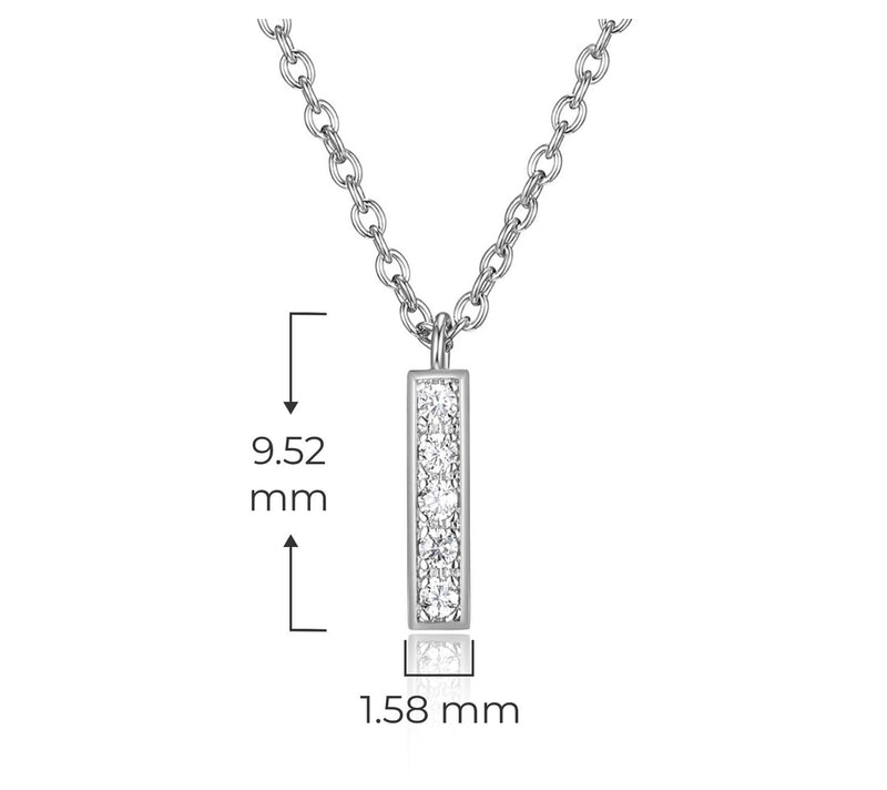 Diamonique Mini Bar Necklace, Sterling Silver — View 6