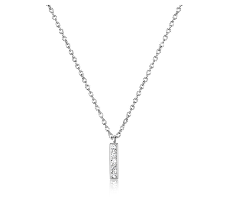 Diamonique Mini Bar Necklace, Sterling Silver — View 3
