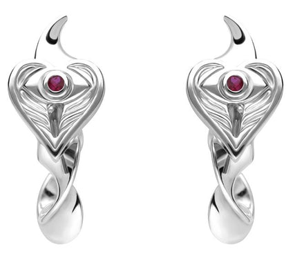 Goddaughters Sterling Silver & Ruby Heart Hoop Earrings