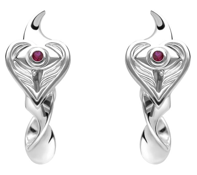 Goddaughters Sterling Silver & Ruby Heart Hoop Earrings — Main view