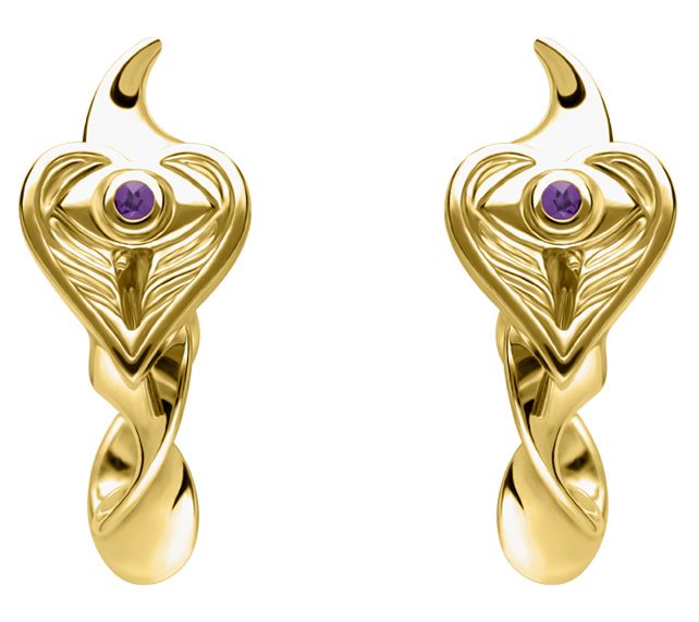 Goddaughters 14k Gold Clad Sterling Amethyst Hoop Earrings — Main view
