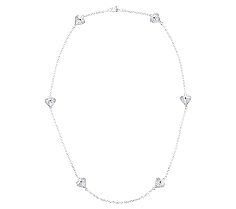 Goddaughters Sterling and Blue Sapphire Heart Station Necklace — View 4